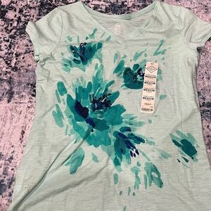 Floral Print Women's Top - Teal St. John’s Bay size medium M new